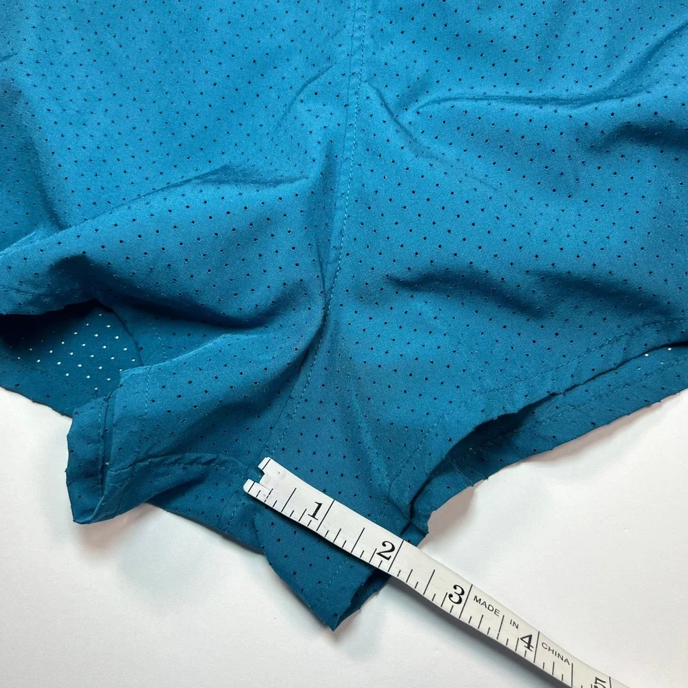 Awry Men's Running Shorts XL Teal Perforated Split Leg Liner Zip Pocket Gym